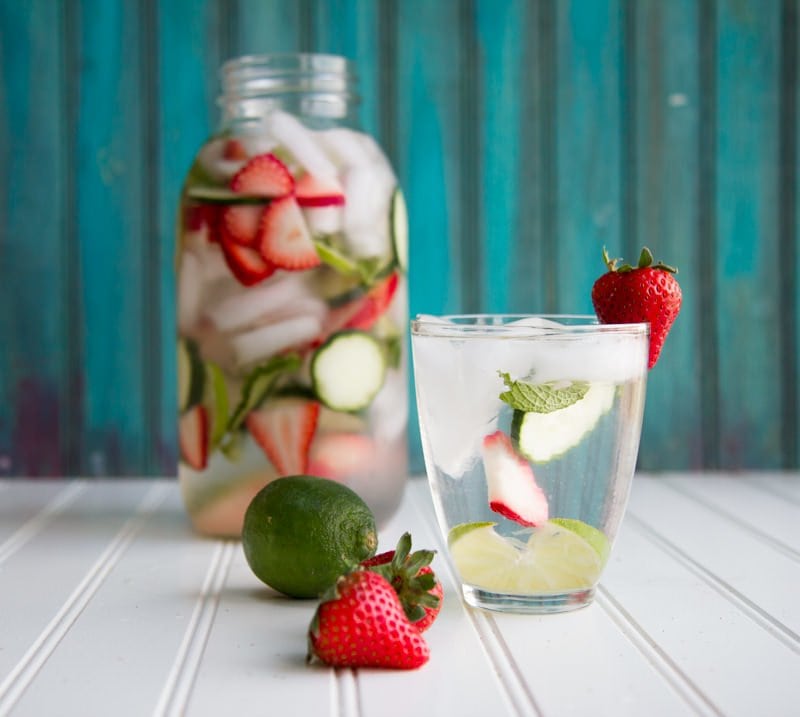 Strawberry, Lime, Cucumber, and Mint Detox Water | DIY Detox Water Ideas To Stay Refreshed | cucumber detox water